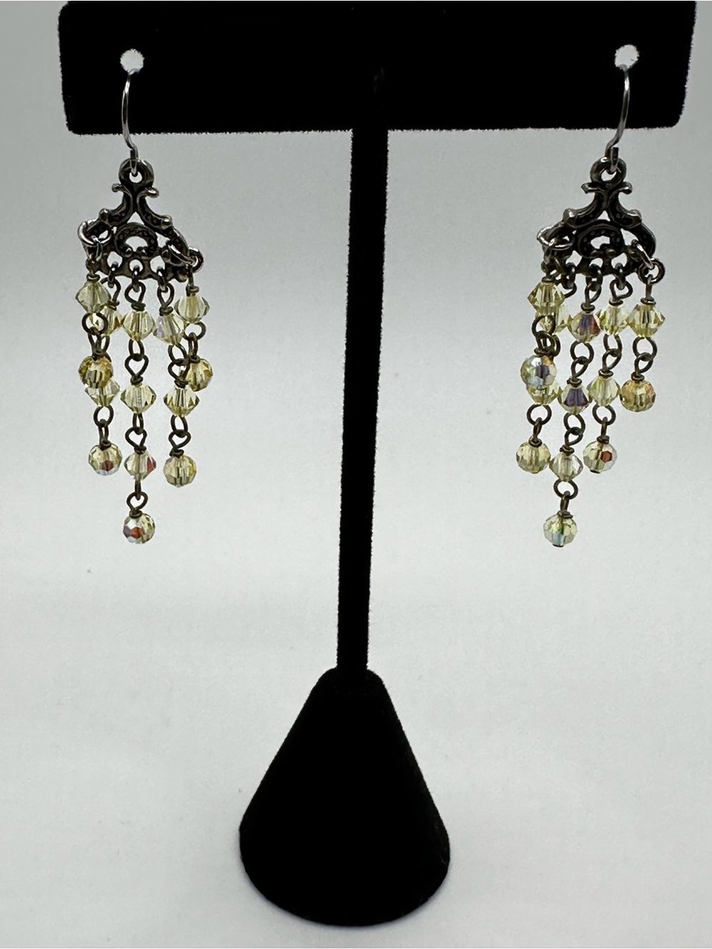 Vintage-Inspired Yellow Swarovski Crystal Chandelier Earrings